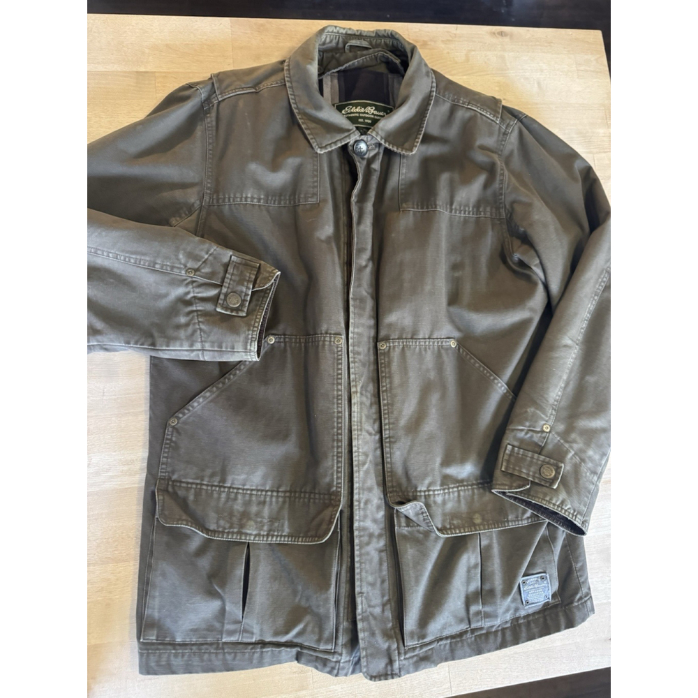 Vintage Eddie Bauer Chore Field Jacket Olive Medium Barn Coat Flannel Liner